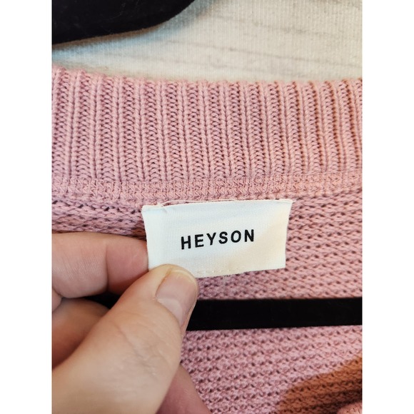Heyson Women's Pink Knit Solid Long Sleeve 4 Button Henley Sweater Size 2XL - Picture 3 of 6